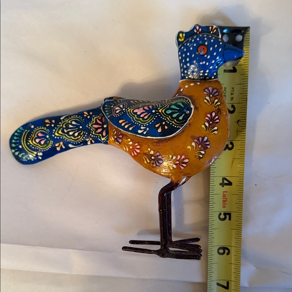 Handcrafted Blue and Orange Decorative Bird Figurine - Picture 8 of 9
